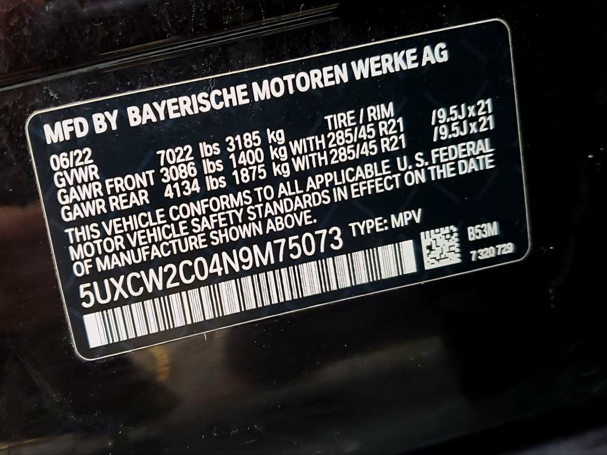 5UXCW2C04N9M75073 - 2022 BMW X7 Xdrive40I